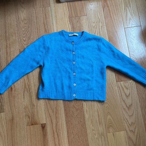 NWOT Bright Blue Zara Mohair Sweater, Size L - Picture 1 of 4